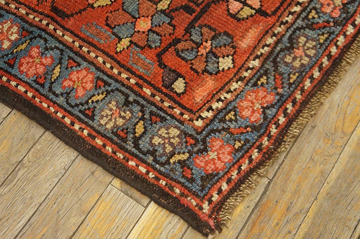 Hand-Knotted Late 19th Century W. Persian Kurdish Carpet ( 4' x 8'9