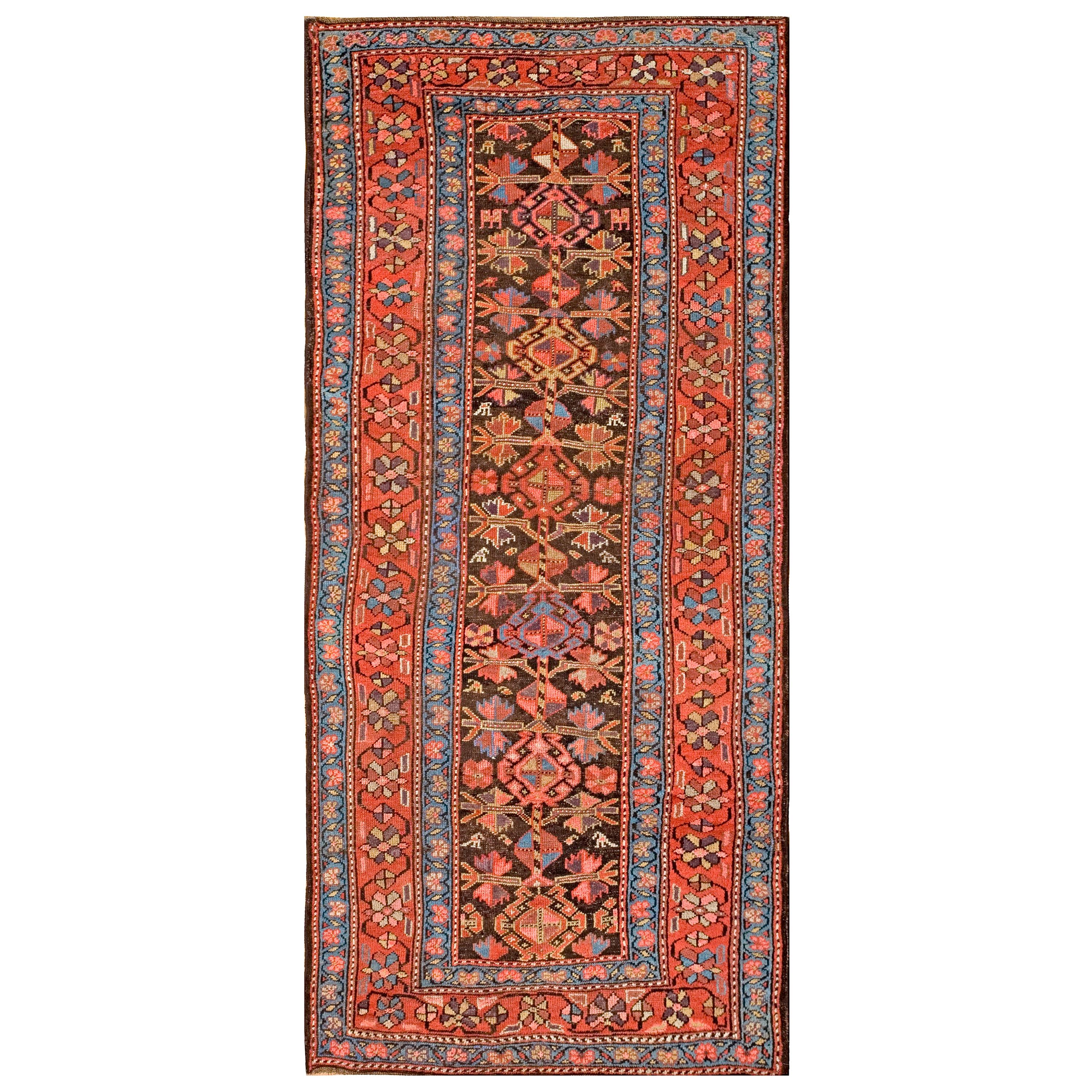 Persischer Kurdischer Teppich aus dem späten 19. Jahrhundert ( 4' x 8'9" - 122 x  267 )