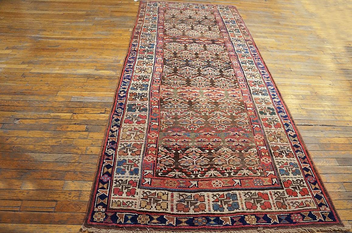 Hand-Knotted Late 19th Century W. Persian Kurdish Carpet ( 4' x 9'6