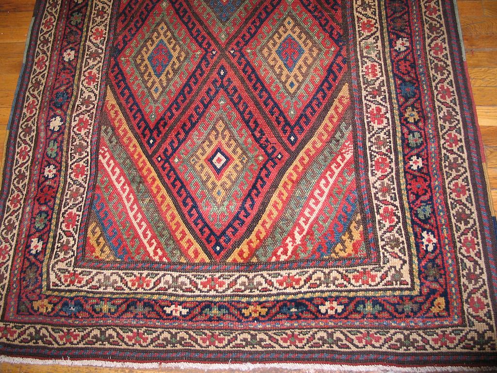 Hand-Knotted Antique Persian Kurdish Rug 4' 2