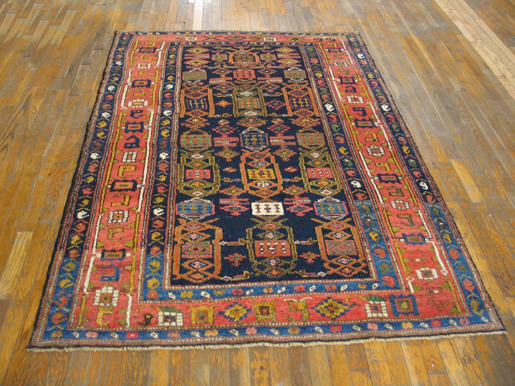 Hand-Knotted Early 20th Century W. Persian Kurdish Carpet ( 4'9