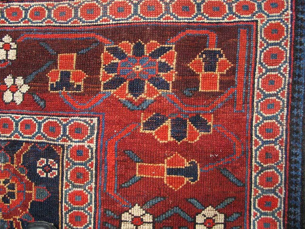 Wool Late 19th Century Persian Kurdish Carpet ( 5'4