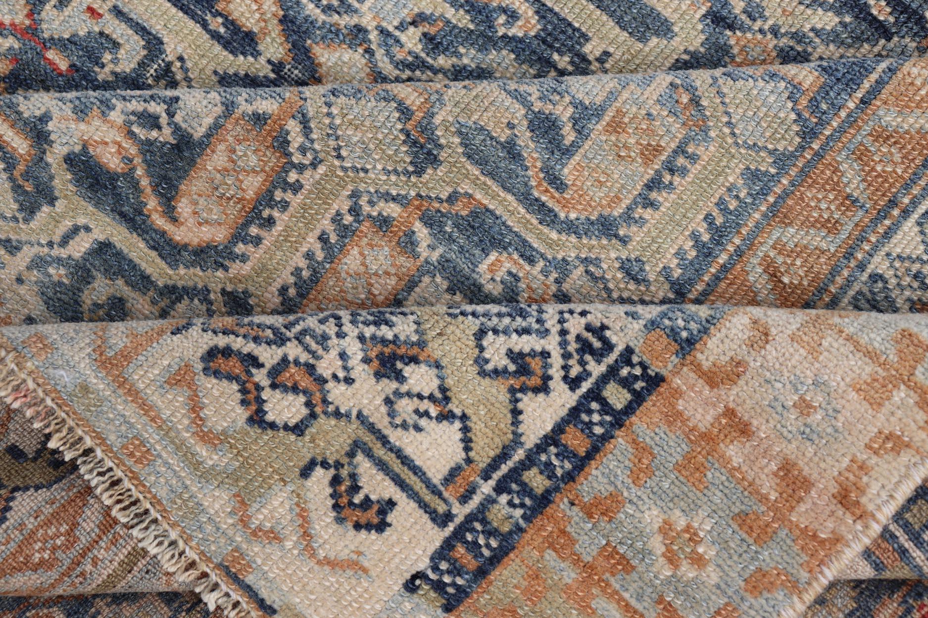 Antique Persian Kurdish Rug Featuring Ornate All-Over Geometric 4'5 x 7'7 For Sale 4