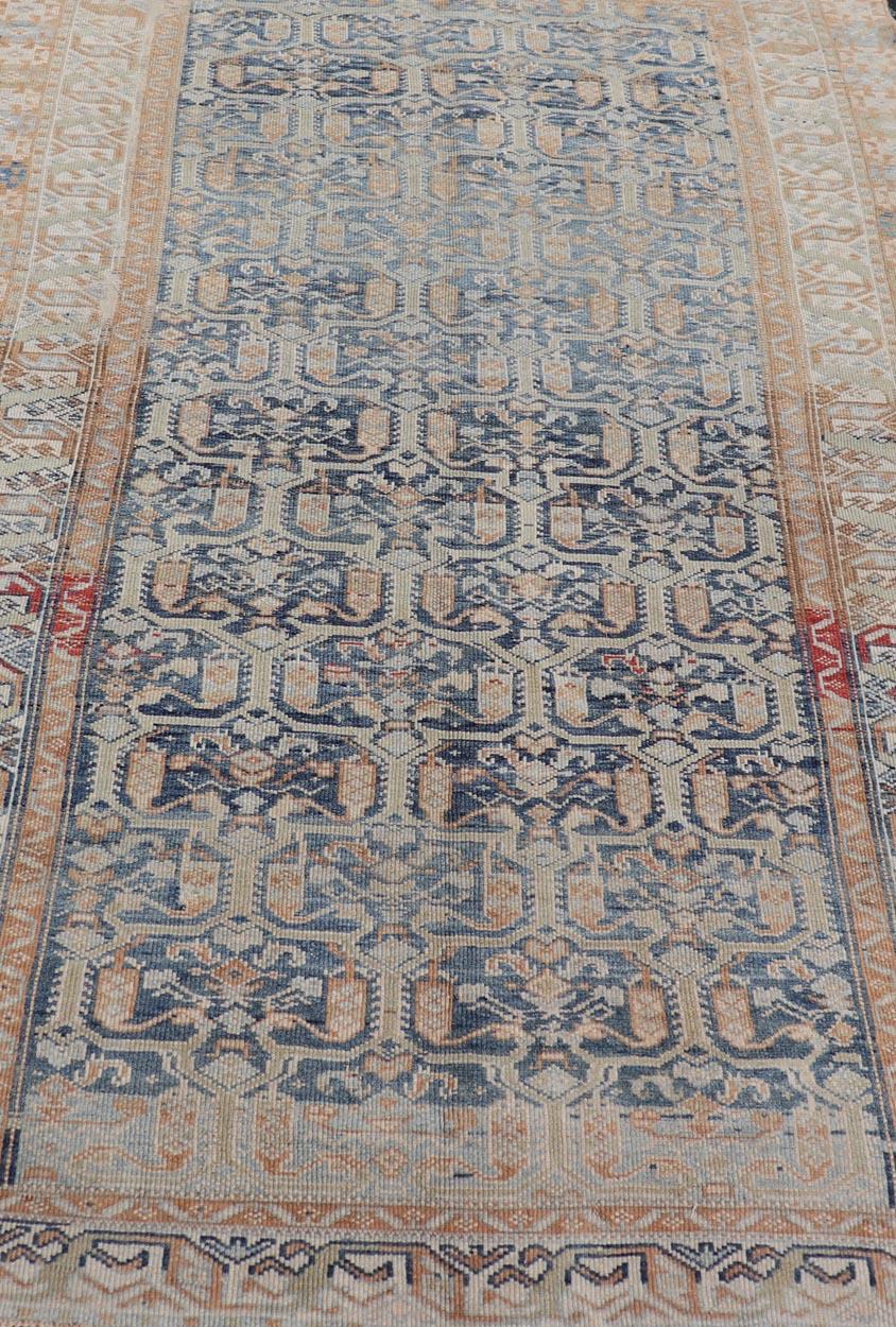 Antique Persian Kurdish Rug Featuring Ornate All-Over Geometric 4'5 x 7'7 For Sale 5