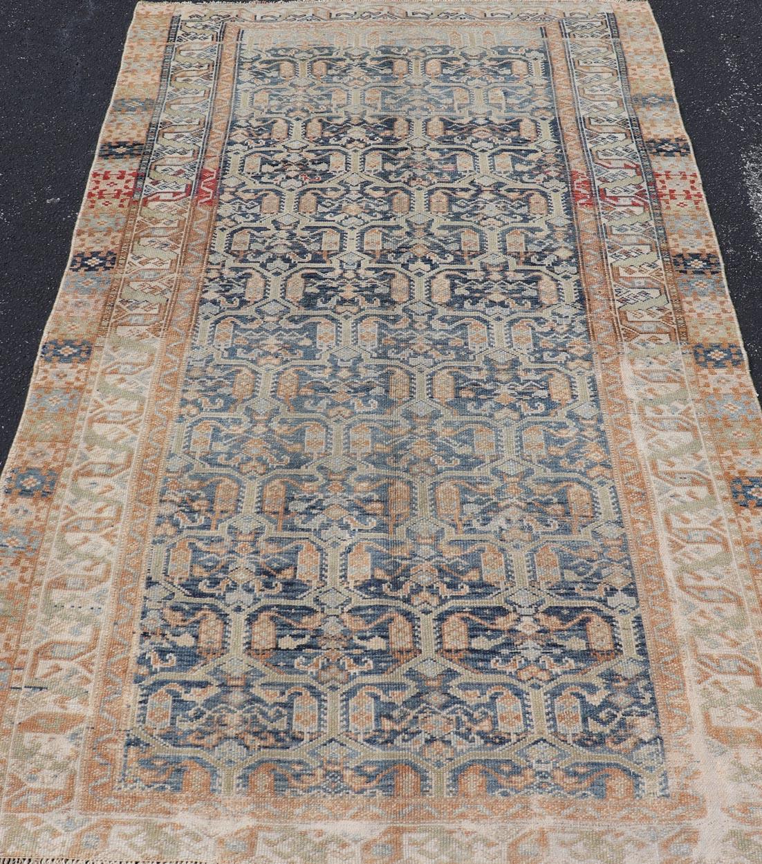 Antique Persian Kurdish Rug Featuring Ornate All-Over Geometric 4'5 x 7'7 For Sale 6