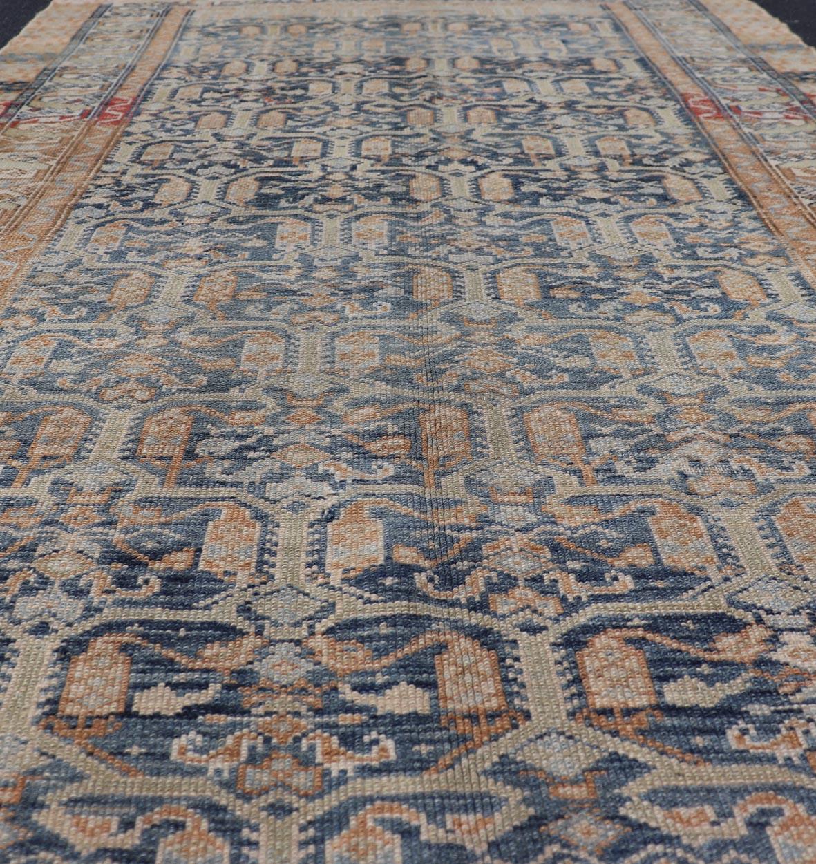 Antique Persian Kurdish Rug Featuring Ornate All-Over Geometric 4'5 x 7'7 For Sale 7
