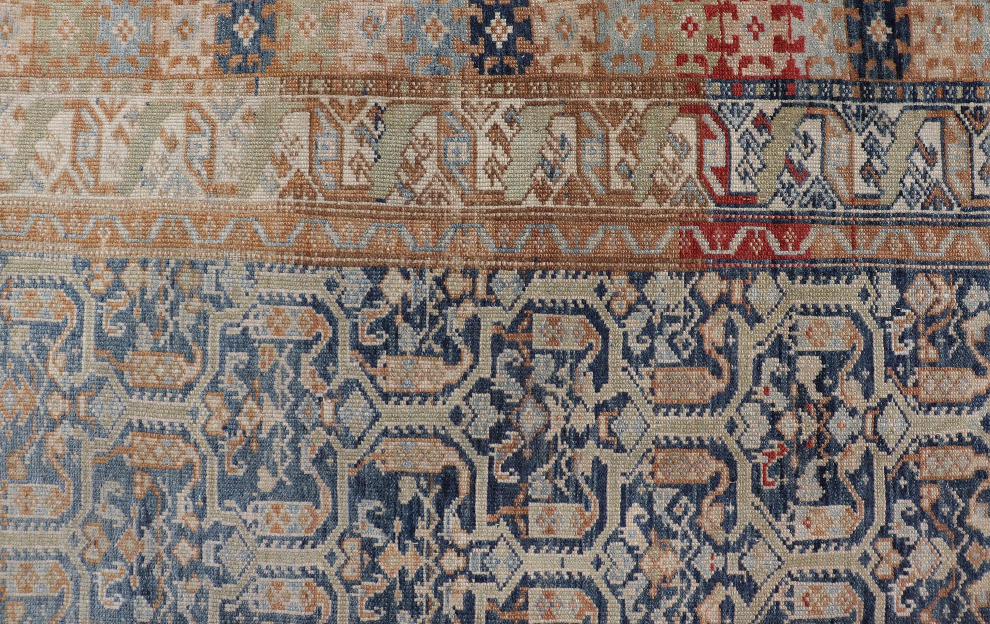 Antique Persian Kurdish Rug Featuring Ornate All-Over Geometric 4'5 x 7'7 In Good Condition For Sale In Atlanta, GA