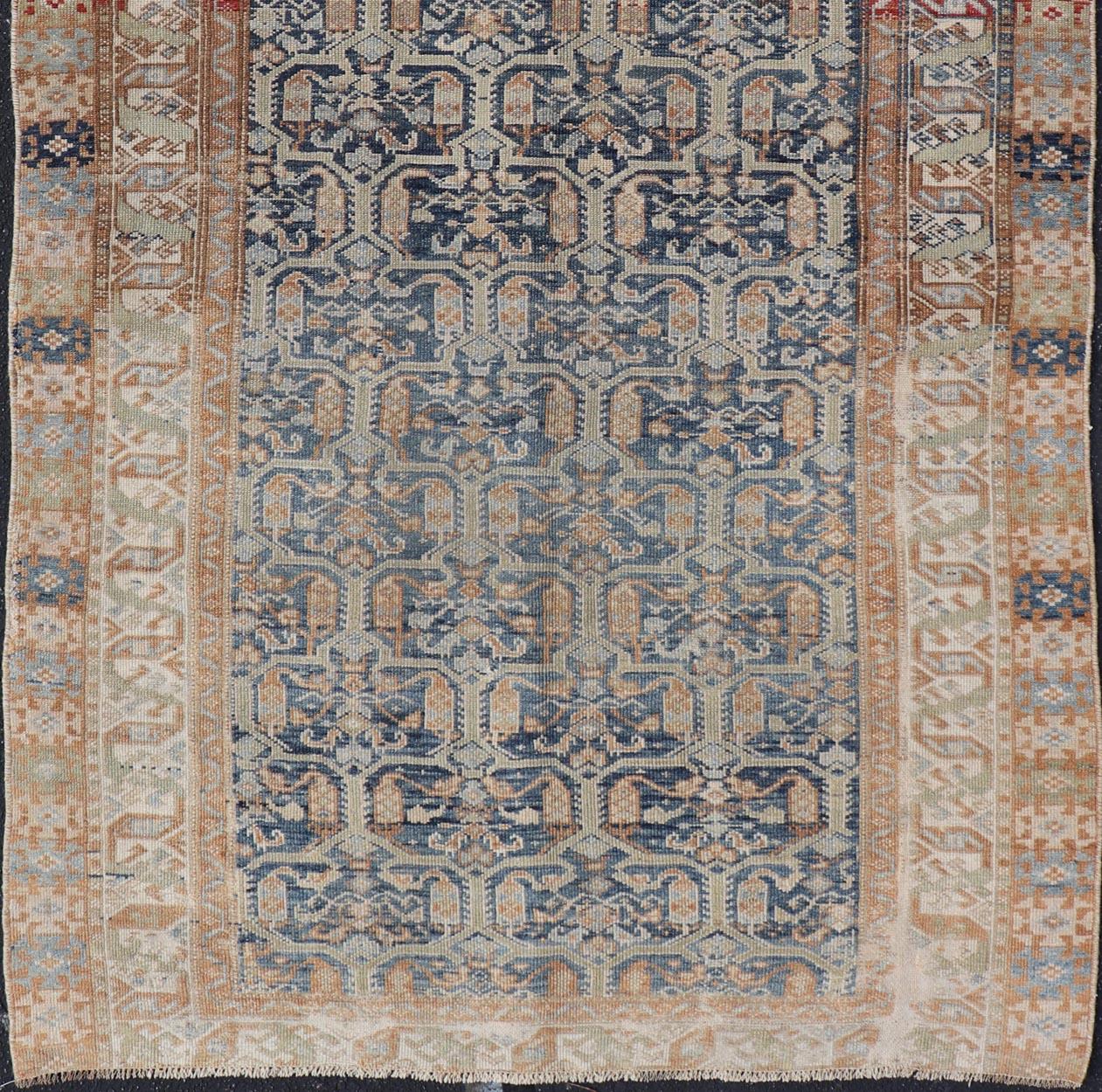 Antique Persian Kurdish Rug Featuring Ornate All-Over Geometric 4'5 x 7'7 For Sale 1