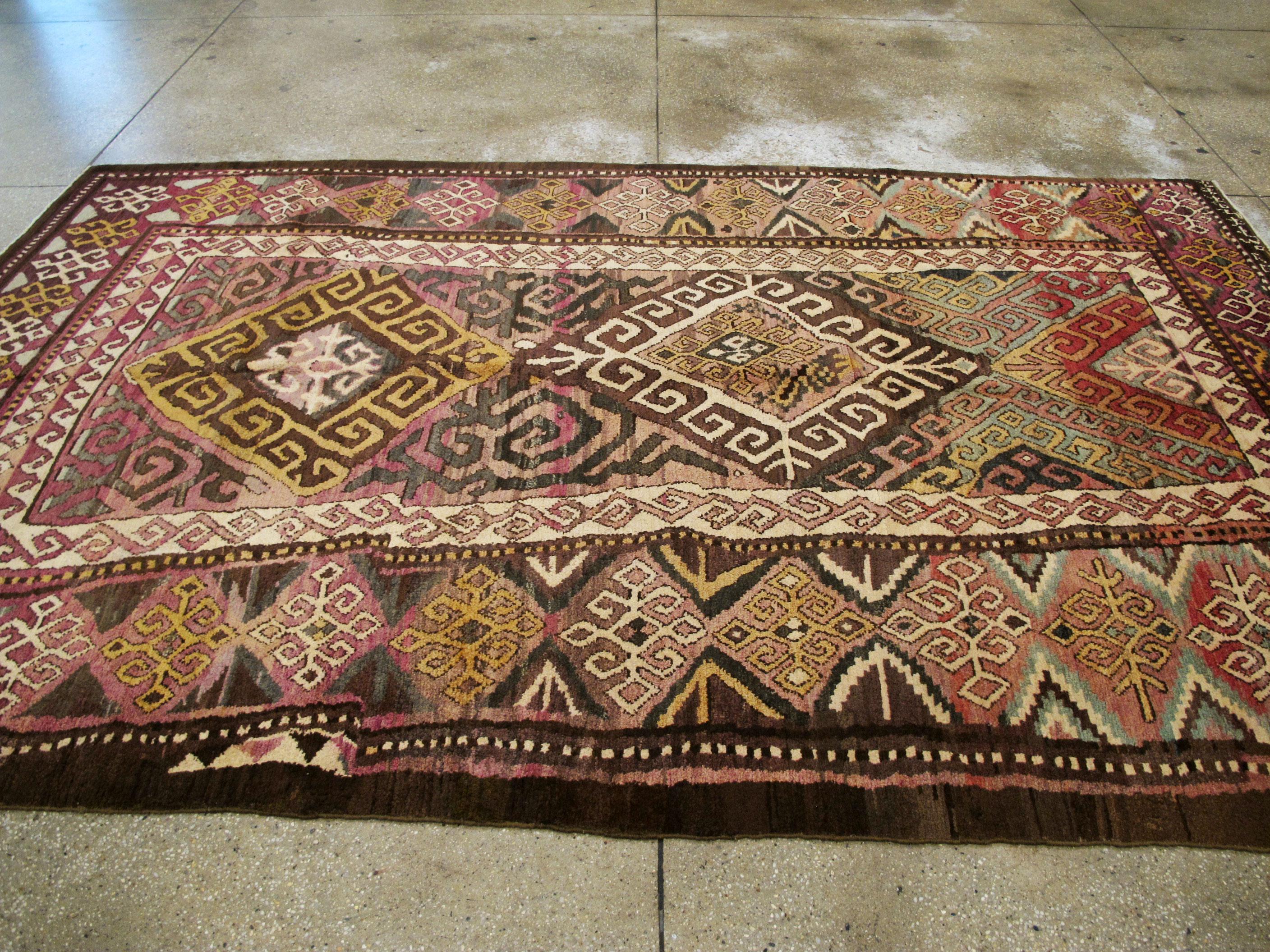 Unique Early 20th Century Abstract Persian Tribal Accent Rug For Sale 6