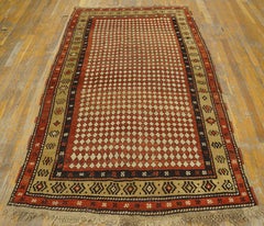 19th Century W. Persian Kurdish Checkerboard Pattern Carpet (3'9"x6'10"-114x208)