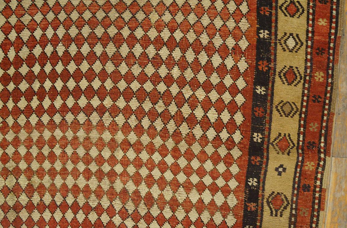 Late 19th Century 19th Century W. Persian Kurdish Checkerboard Pattern Carpet (3'9