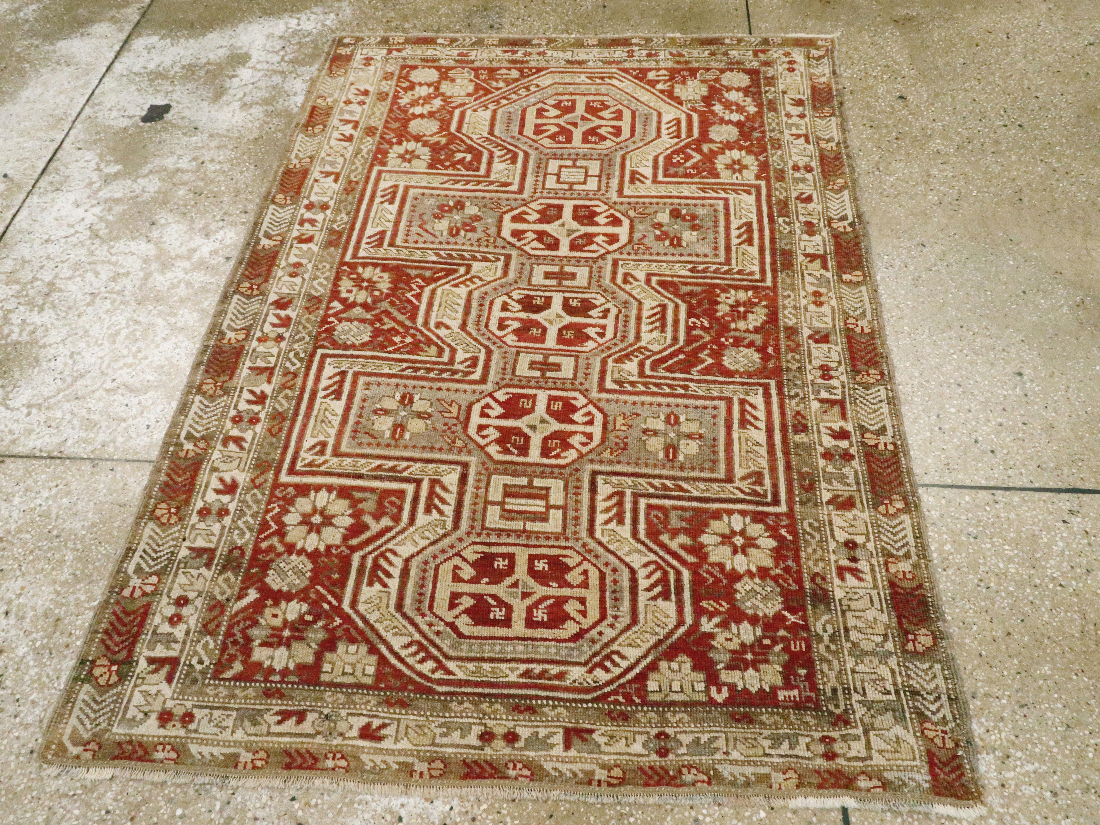 Hand-Knotted Antique Persian Kurdish Rug For Sale