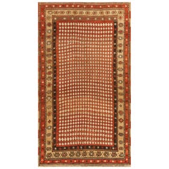 19. Jahrhundert W. Persischer Kurdischer Teppich mit Schachbrettmuster (3'9"x6'10"-114x208)