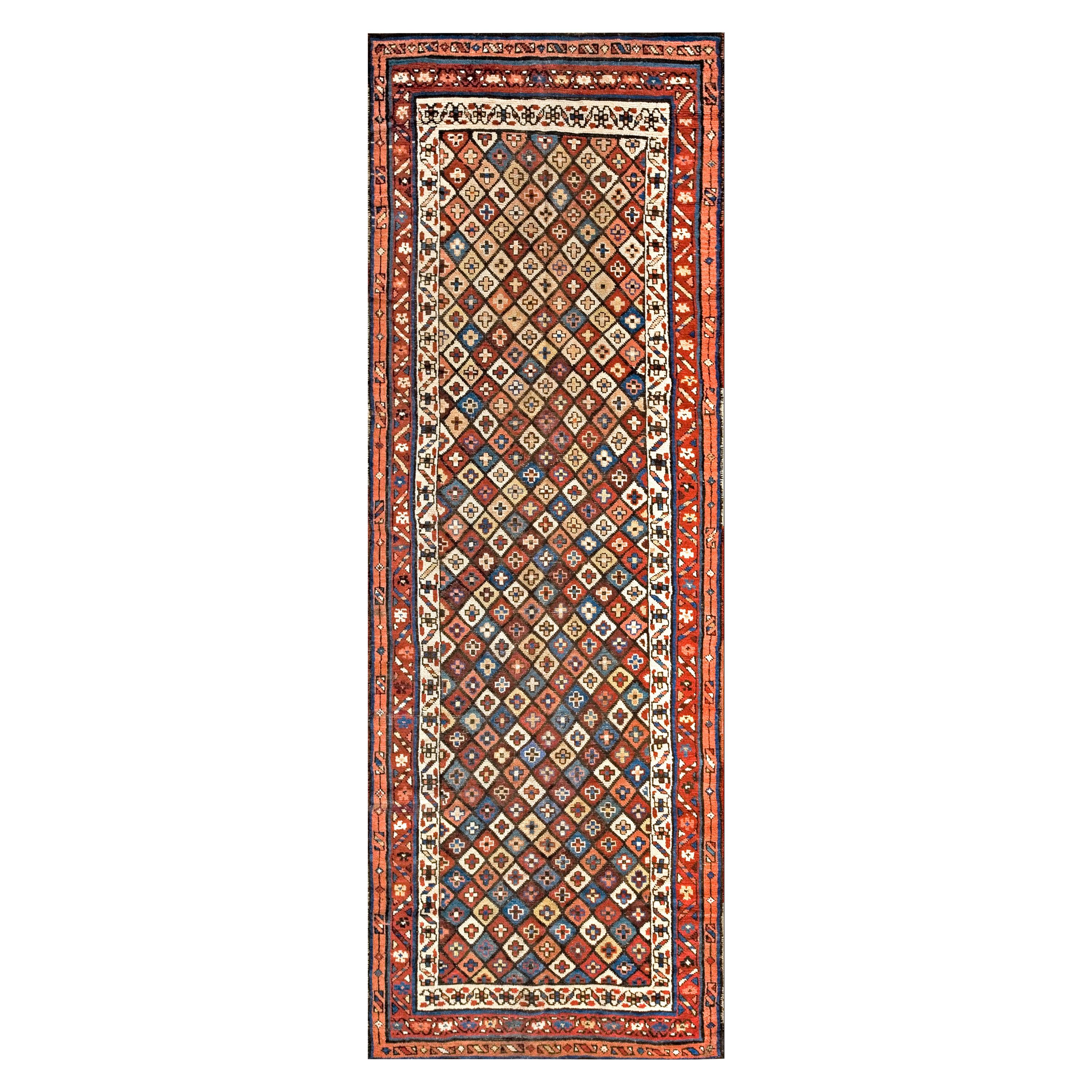 Persischer Kurdischer Teppich des späten 19. Jahrhunderts ( 3'6" x 10' - 107 x 305)