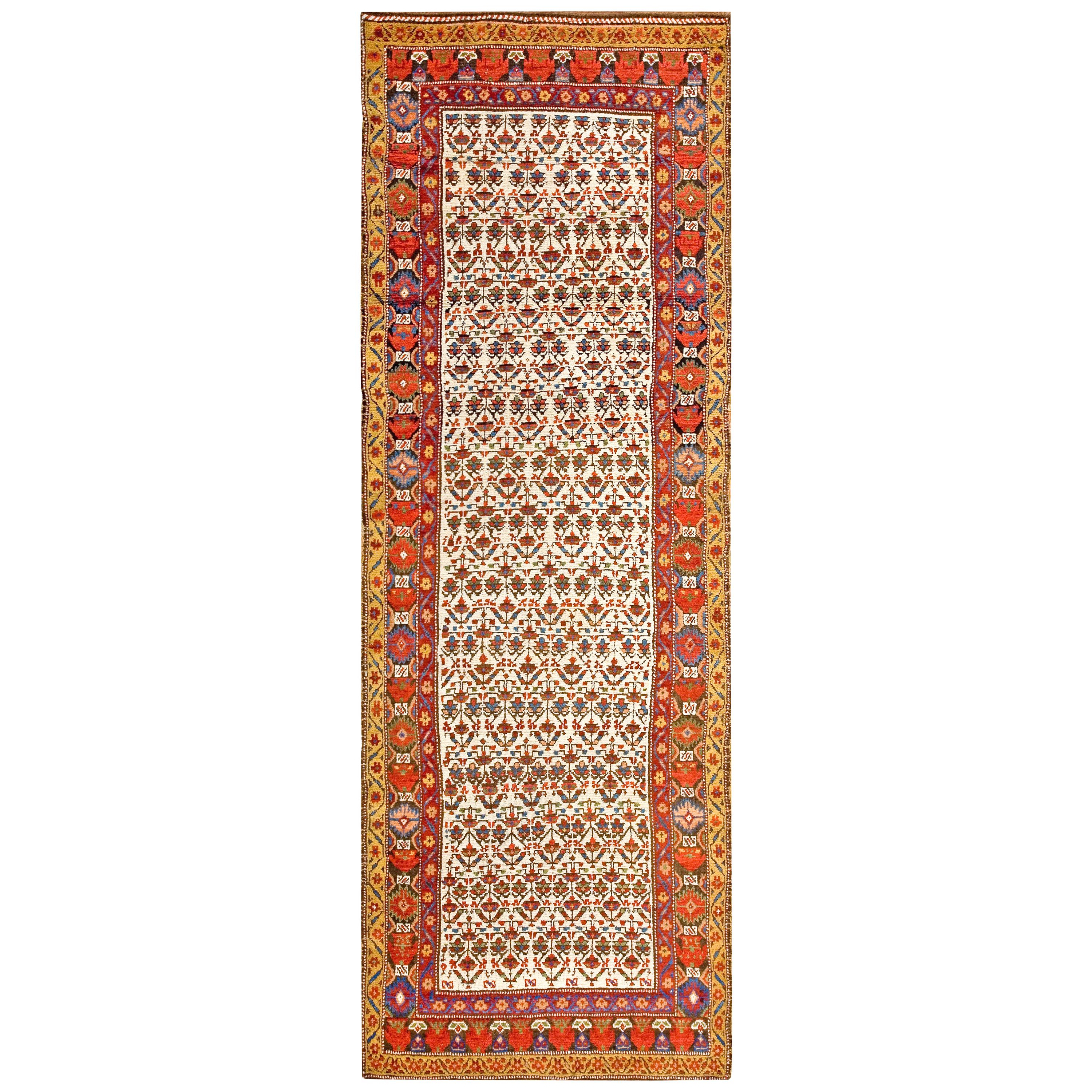 Mid 19th Century Persian Kurdish Carpet ( 3'6" x 10'6" - 107 x 320 ) For Sale