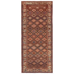Antiker persischer Kurdenteppich. Größe: 5 Fuß 2 Zoll x 11 Fuß 8 Zoll
