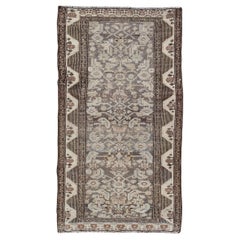 Antique Persian Kurdish Rug with Geometric Motifs and Neutral Tones 3'1 x 6