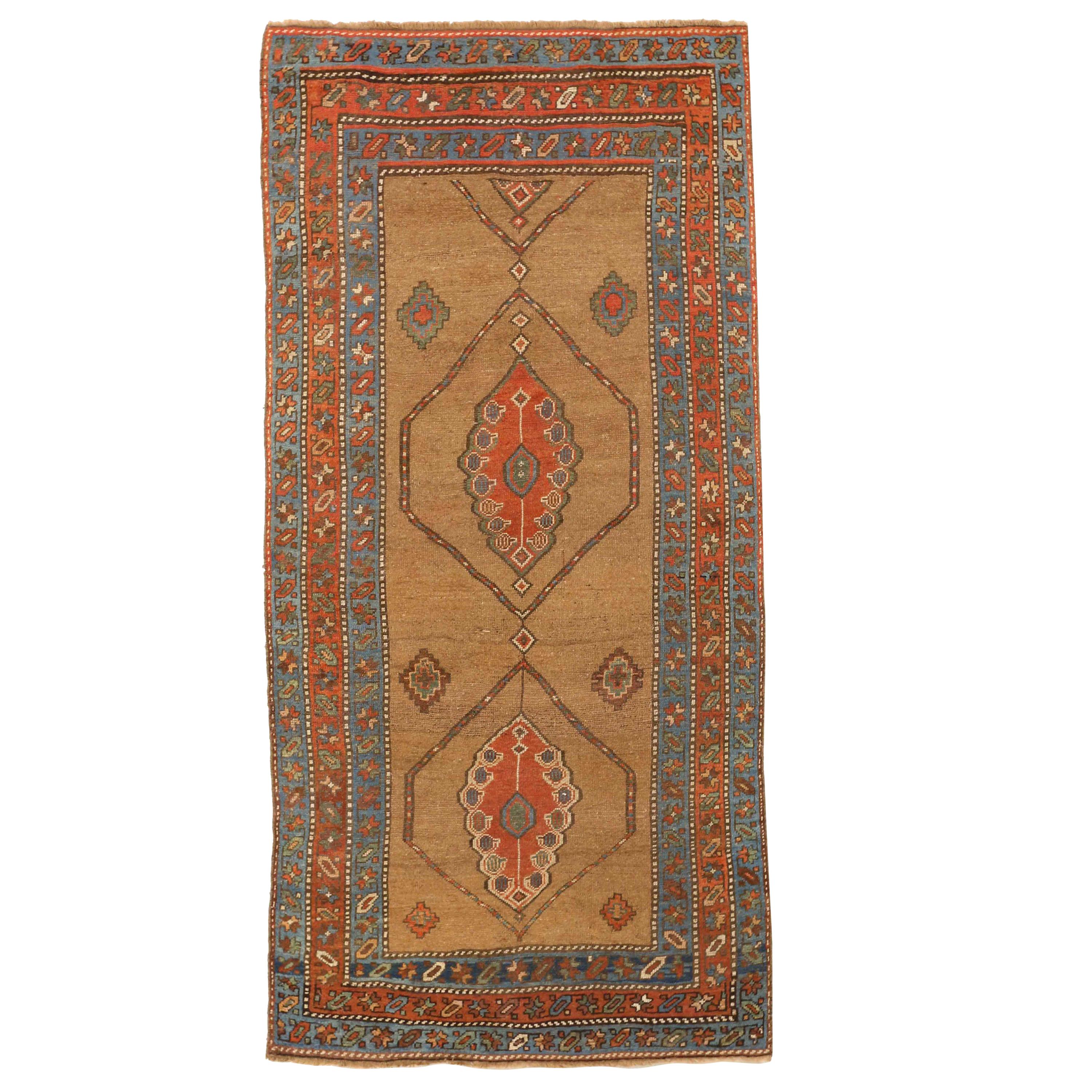 Antique Persian Kurdish Rug with Mixed Floral and Geometric Patterns