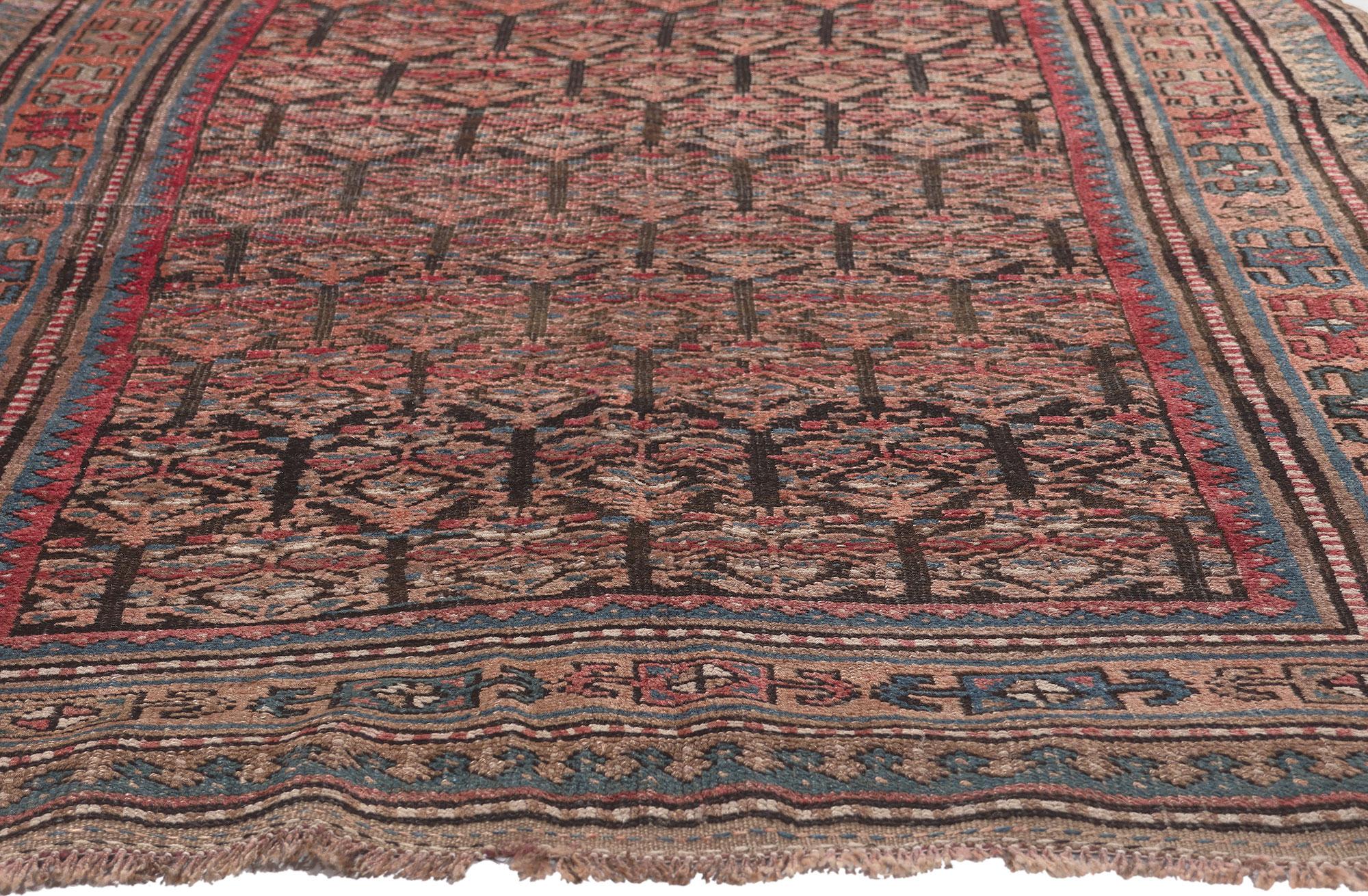 Hand-Knotted Antique Persian Kurdish Rug, Rugged Beauty Meets Laid-Back Luxury For Sale