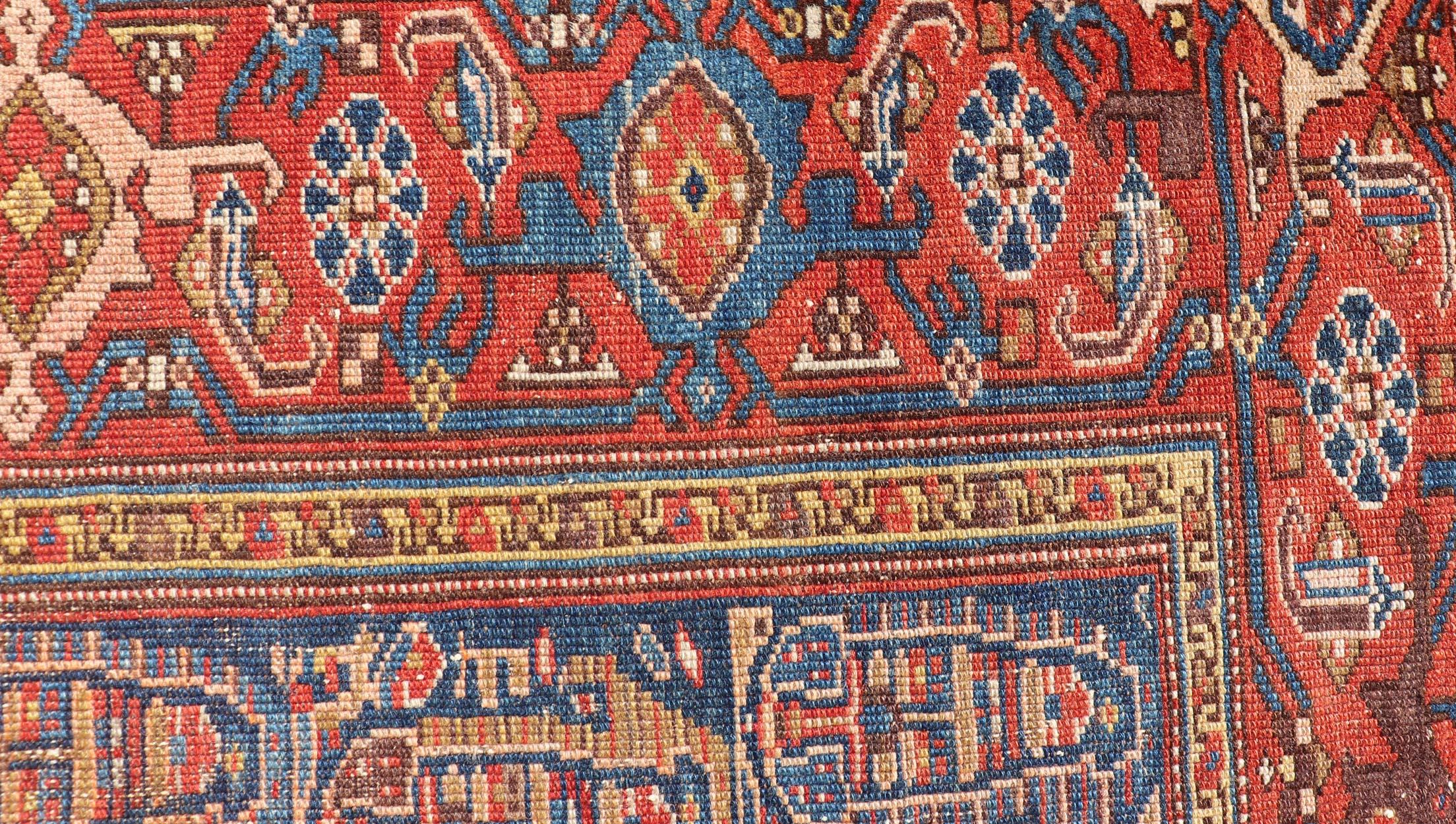Perse Tapis persan kurde ancien avec motifs sur toute sa surface vibrants 3'10 x 5'10 en vente
