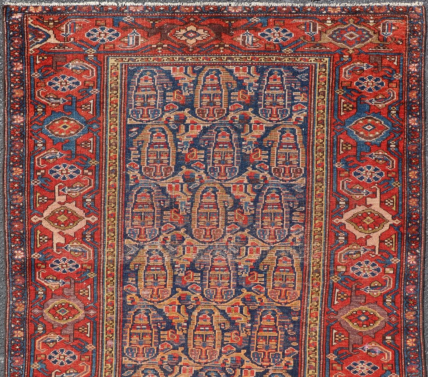 Tapis persan kurde ancien avec motifs sur toute sa surface vibrants 3'10 x 5'10 Bon état - En vente à Atlanta, GA