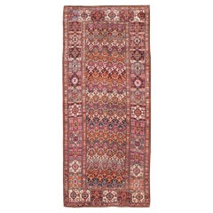 Antique Persian Kurdish Rug with Vibrant Tribal Motifs and Rich Color 4'1 x 9'9