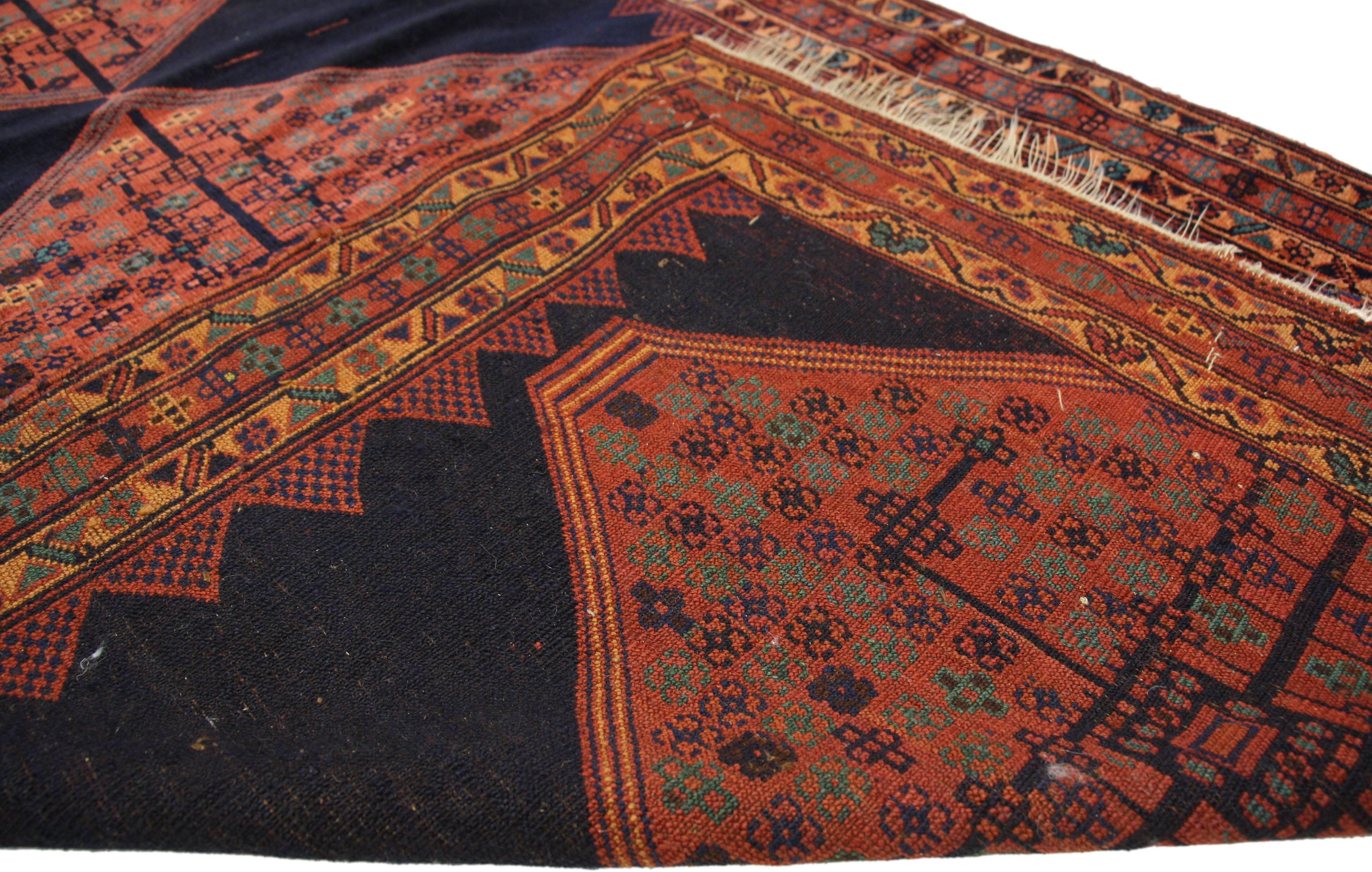 Tribal Antique Persian Kurdish Runner, Extra-Long Hallway Runner For Sale