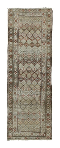 Antique Persian Kurdish Runner in Beige with Geometric Patterns - Rug & Kilim