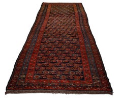 Antique Persian Kurdish Runner, Long Kurd Hallway Runner with Boteh Pattern
