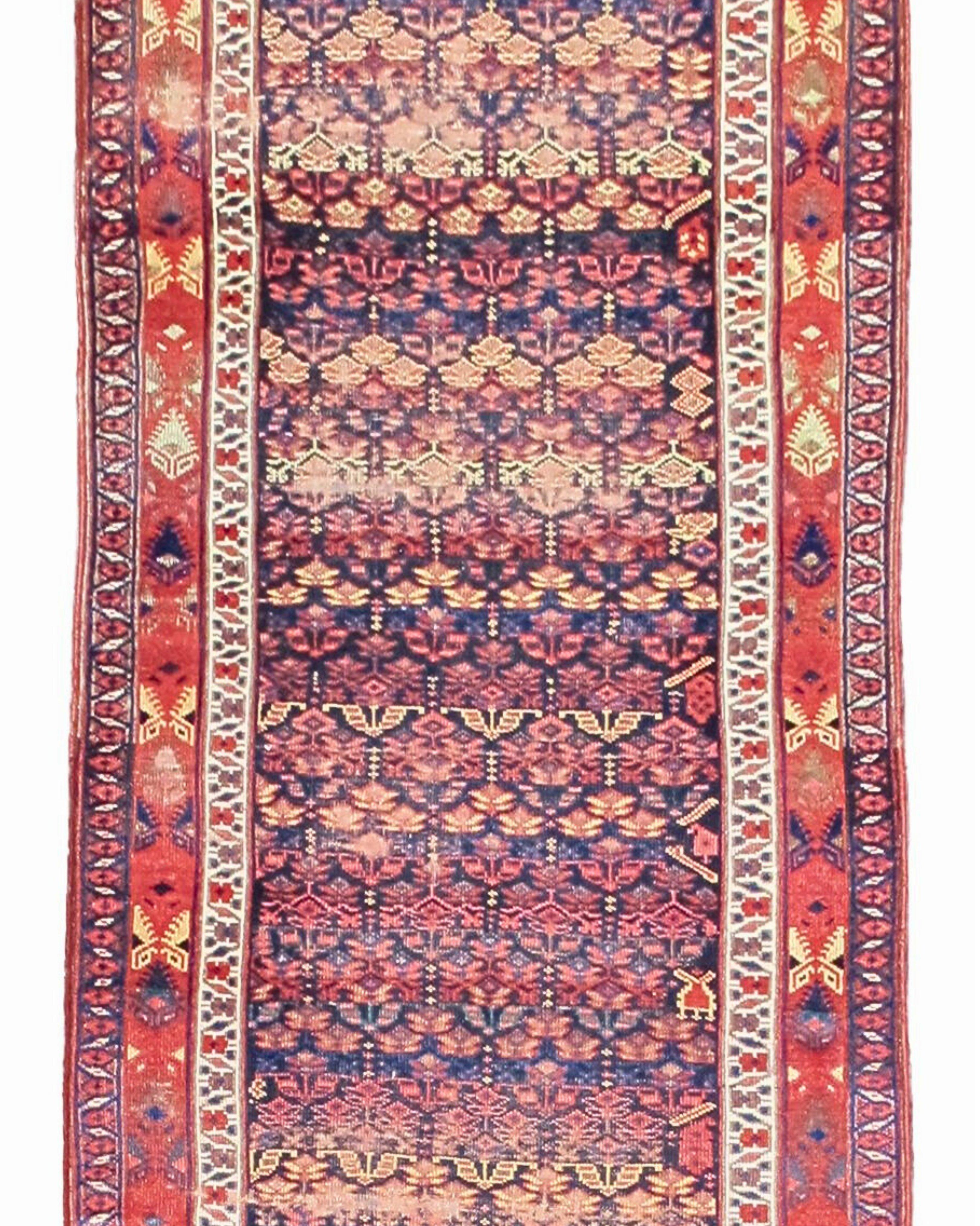 Hand-Knotted Antique Persian Kurdish Runner, 19th Century For Sale
