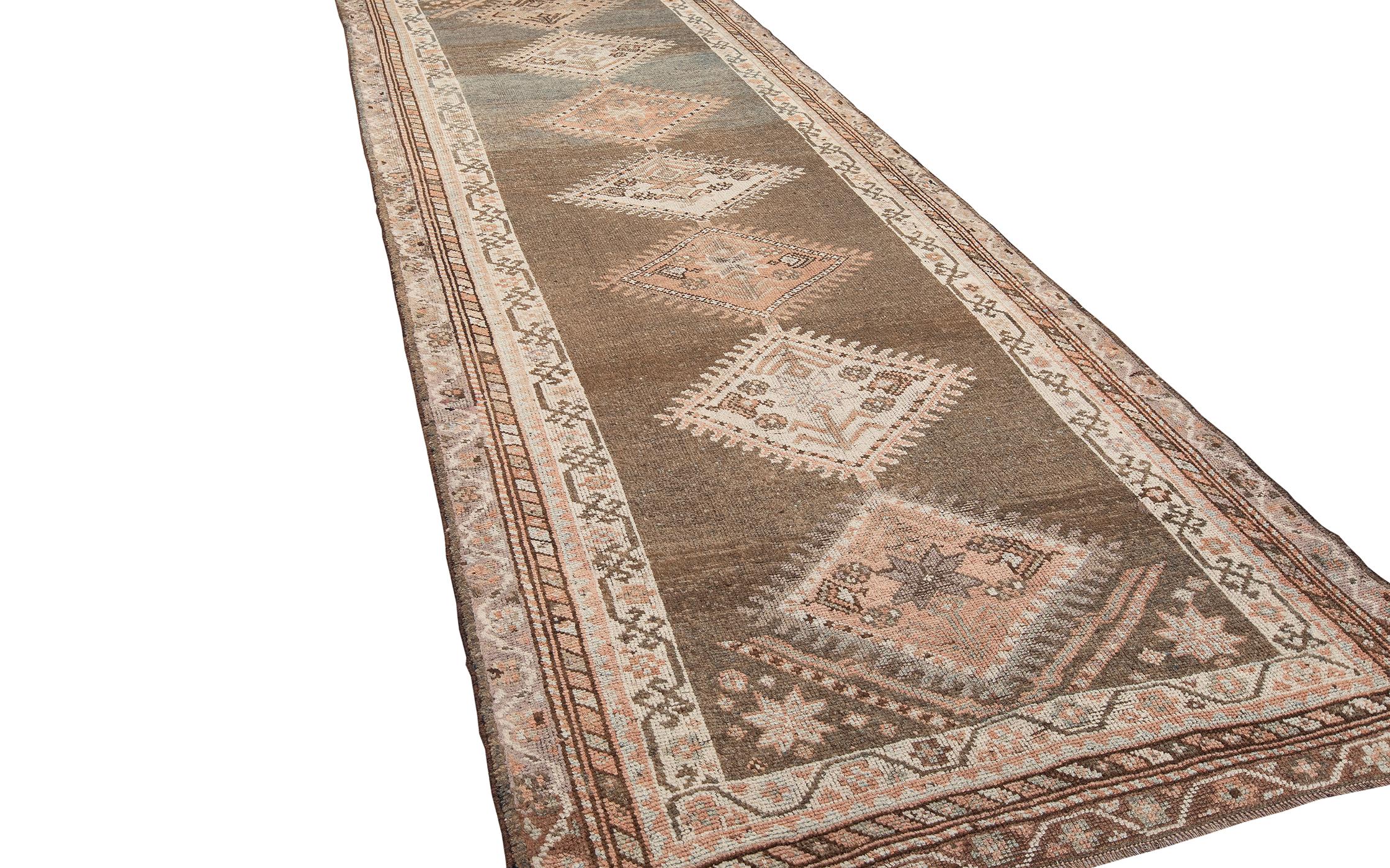 Hand-Knotted Antique Persian Kurdish Runner Rug  For Sale