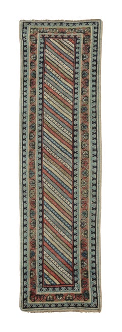 Antique Persian Kurdish Runner Rug with Linear Geometric Design - Rug & Kilim