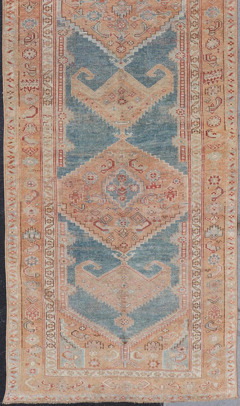 Antique Persian Kurdish Runner With Large Tribal Medallion Design  In Good Condition For Sale In Atlanta, GA