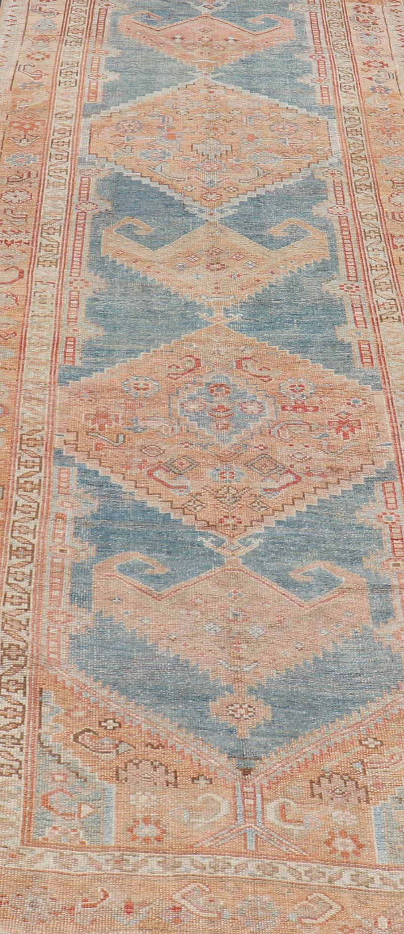 Late 19th Century Antique Persian Kurdish Runner With Large Tribal Medallion Design  For Sale