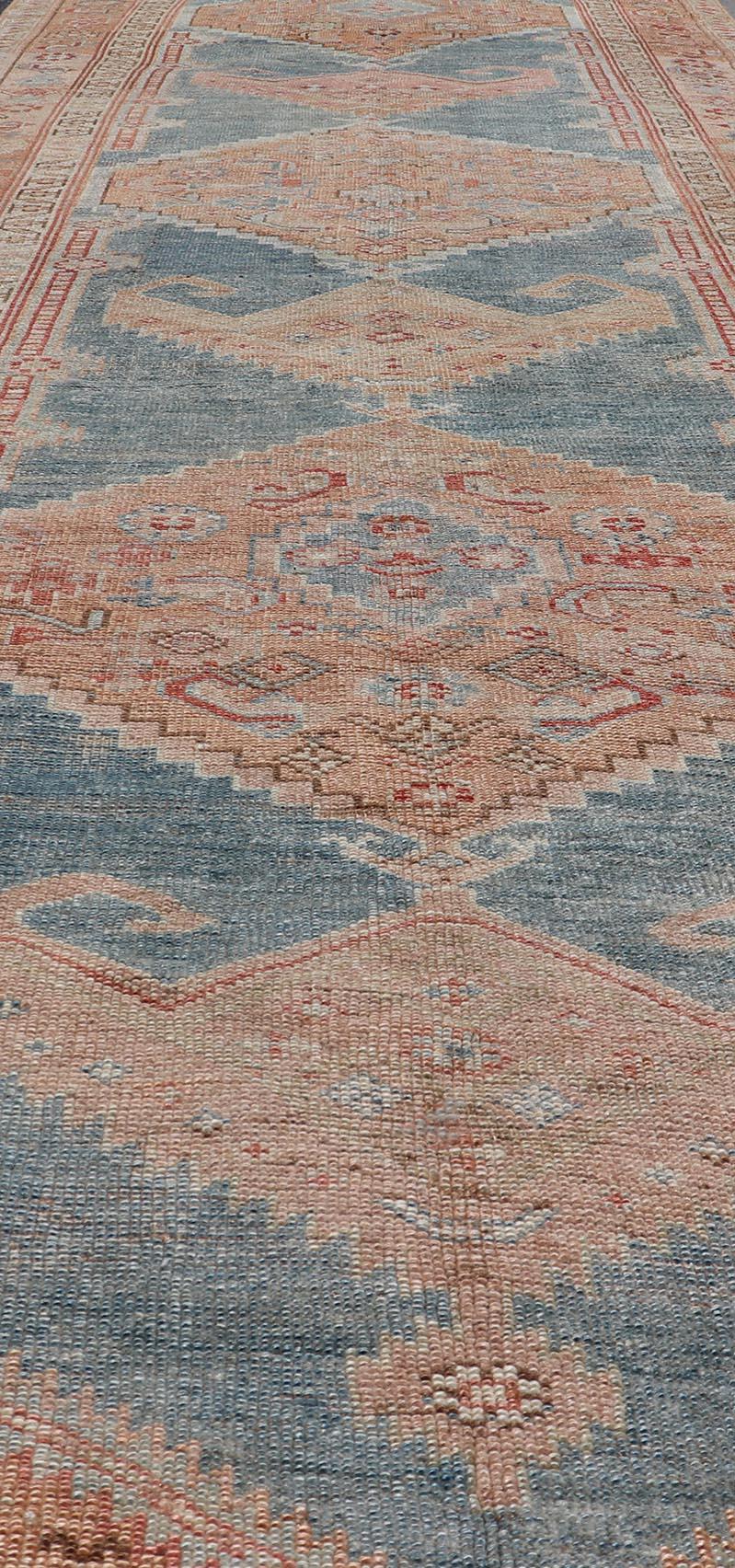 Antique Persian Kurdish Runner With Large Tribal Medallion Design  For Sale 1