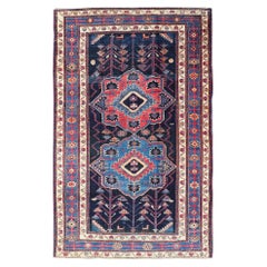 Antique Persian Kurdish Tribal Rug in Sub-Geometric Medallion Design