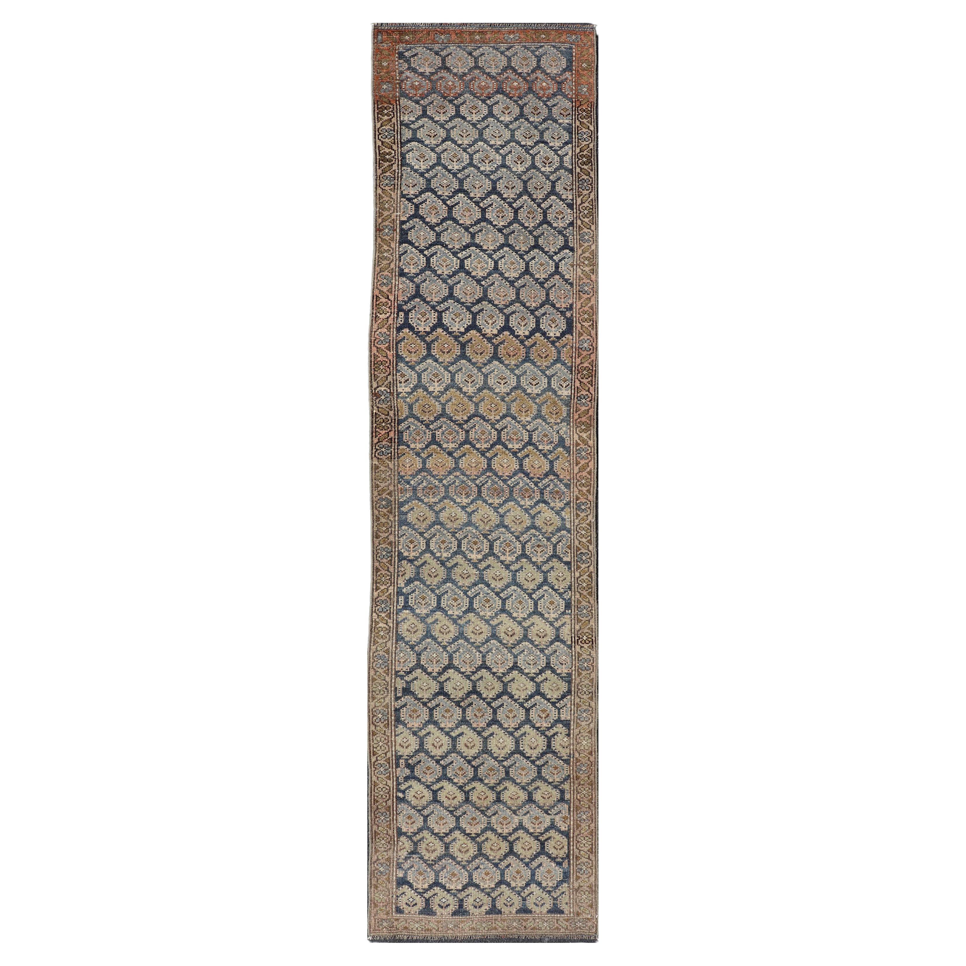Antique Persian Kurdish Tribal Runner with Detailed All-Over Design 2'1 x 9'4