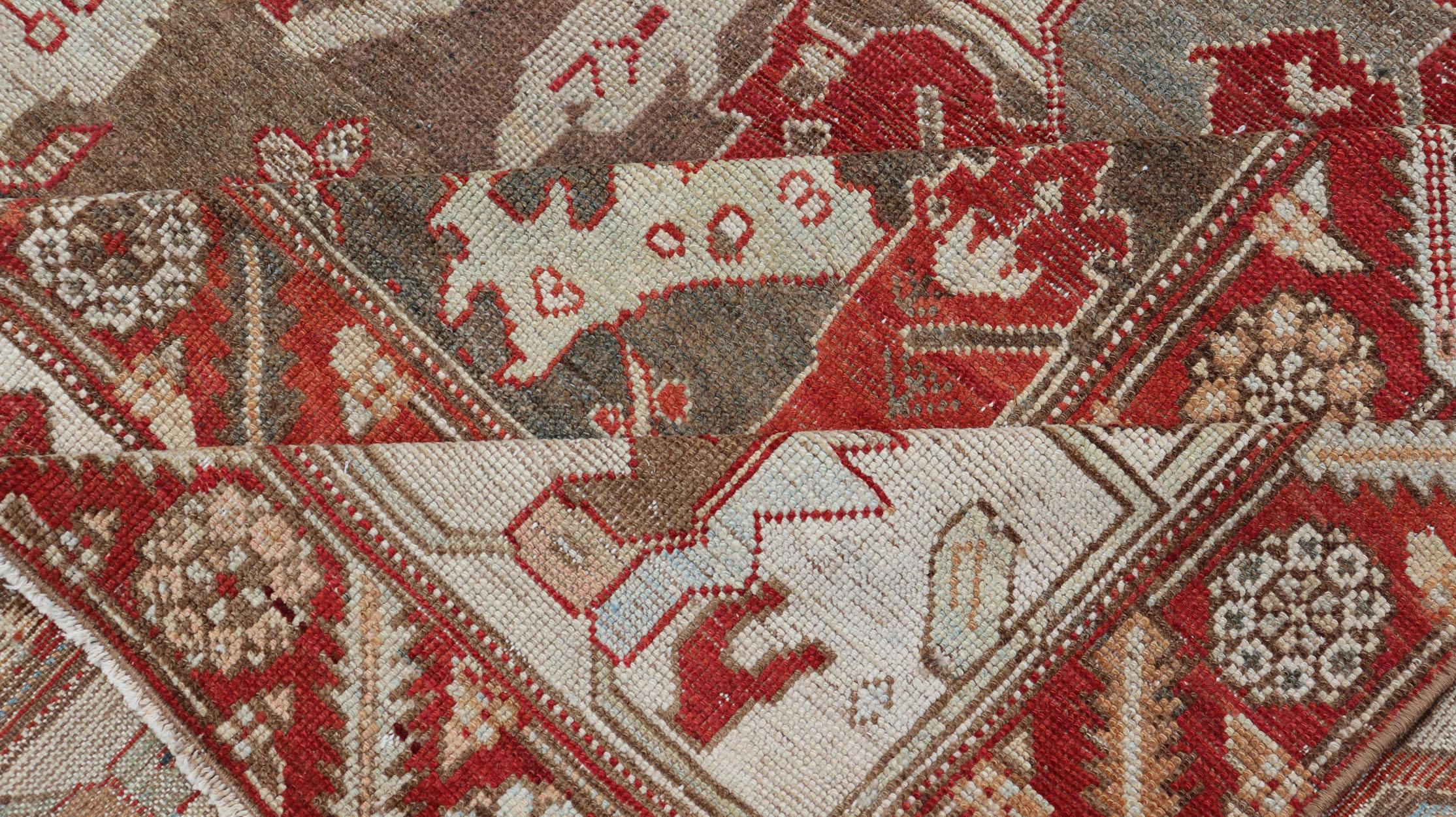 Antique Persian Large Scale Tribal Design Bakhtiari Rug in Multi Colors For Sale 11