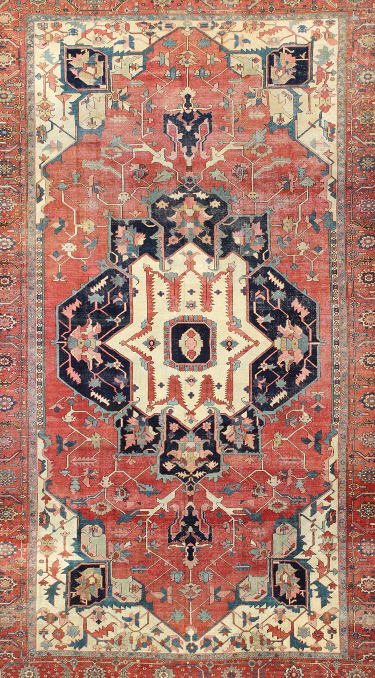 red and navy persian rug