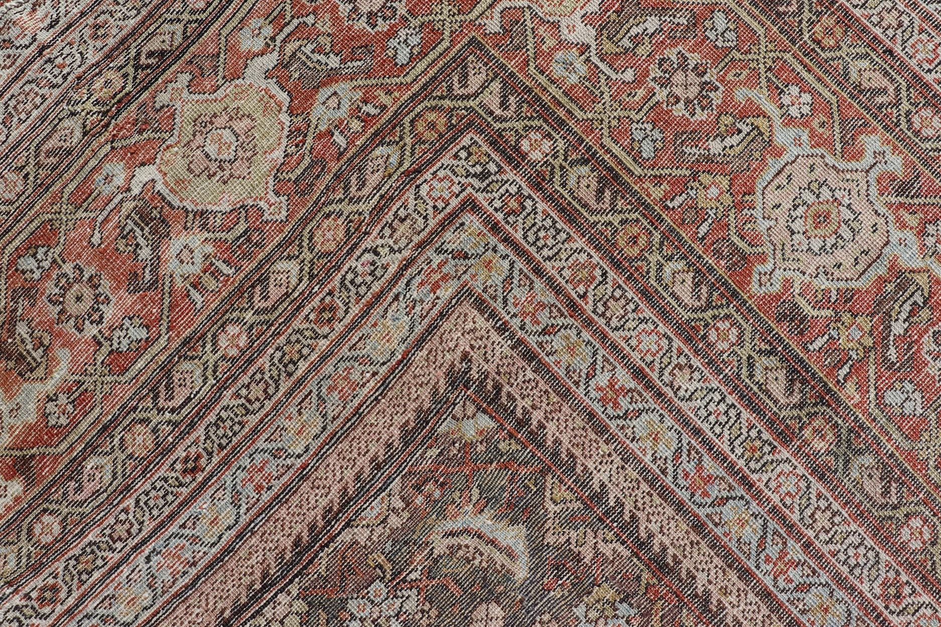 Antico tappeto persiano Sultanabad Rugs di grandi dimensioni con toni caldi e terrosi 11'7 x 26'7 in vendita 5