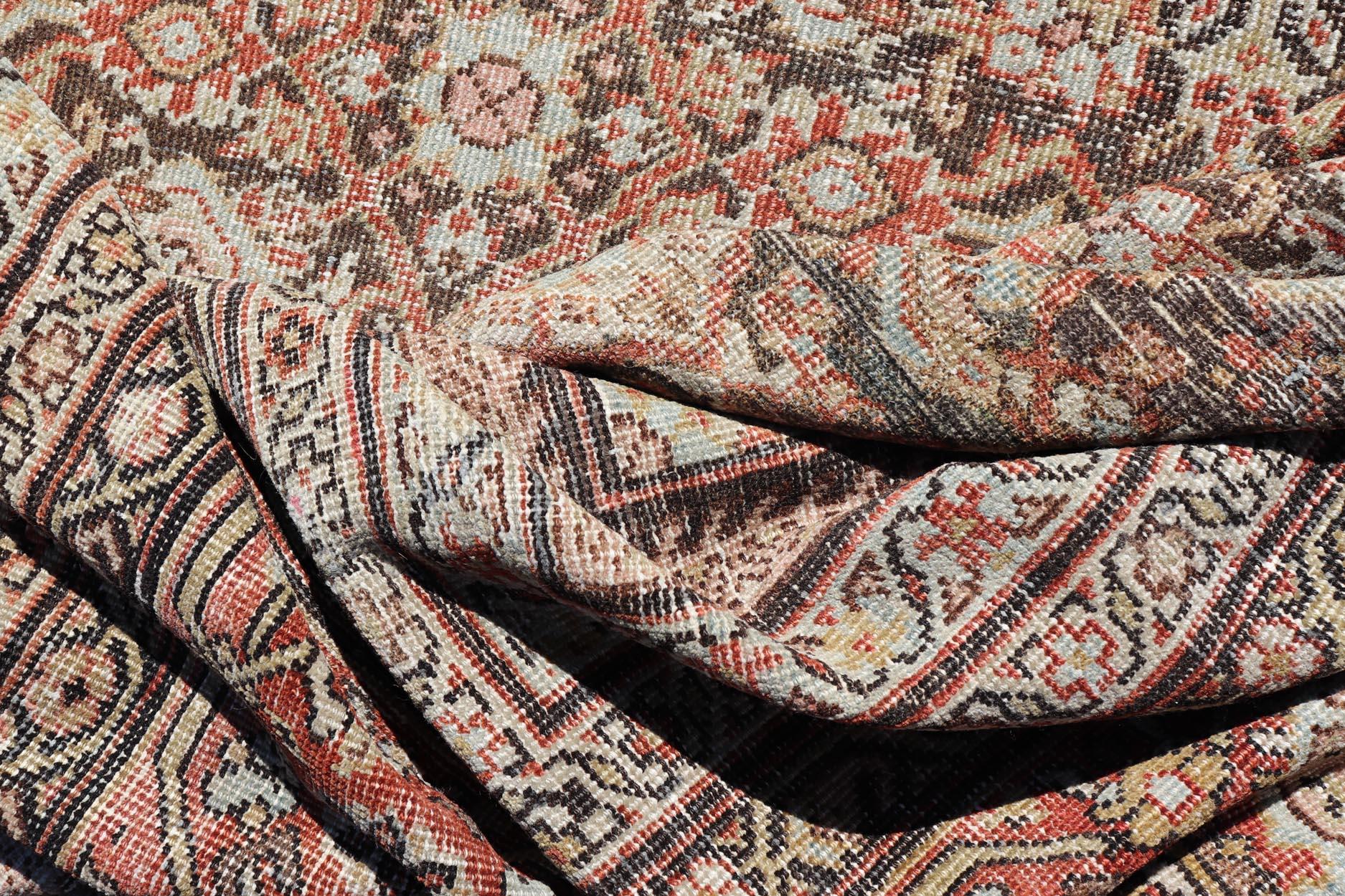 Antico tappeto persiano Sultanabad Rugs di grandi dimensioni con toni caldi e terrosi 11'7 x 26'7 in vendita 7