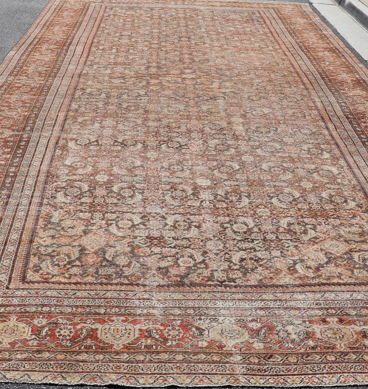 Antico tappeto persiano Sultanabad Rugs di grandi dimensioni con toni caldi e terrosi 11'7 x 26'7 in vendita 8