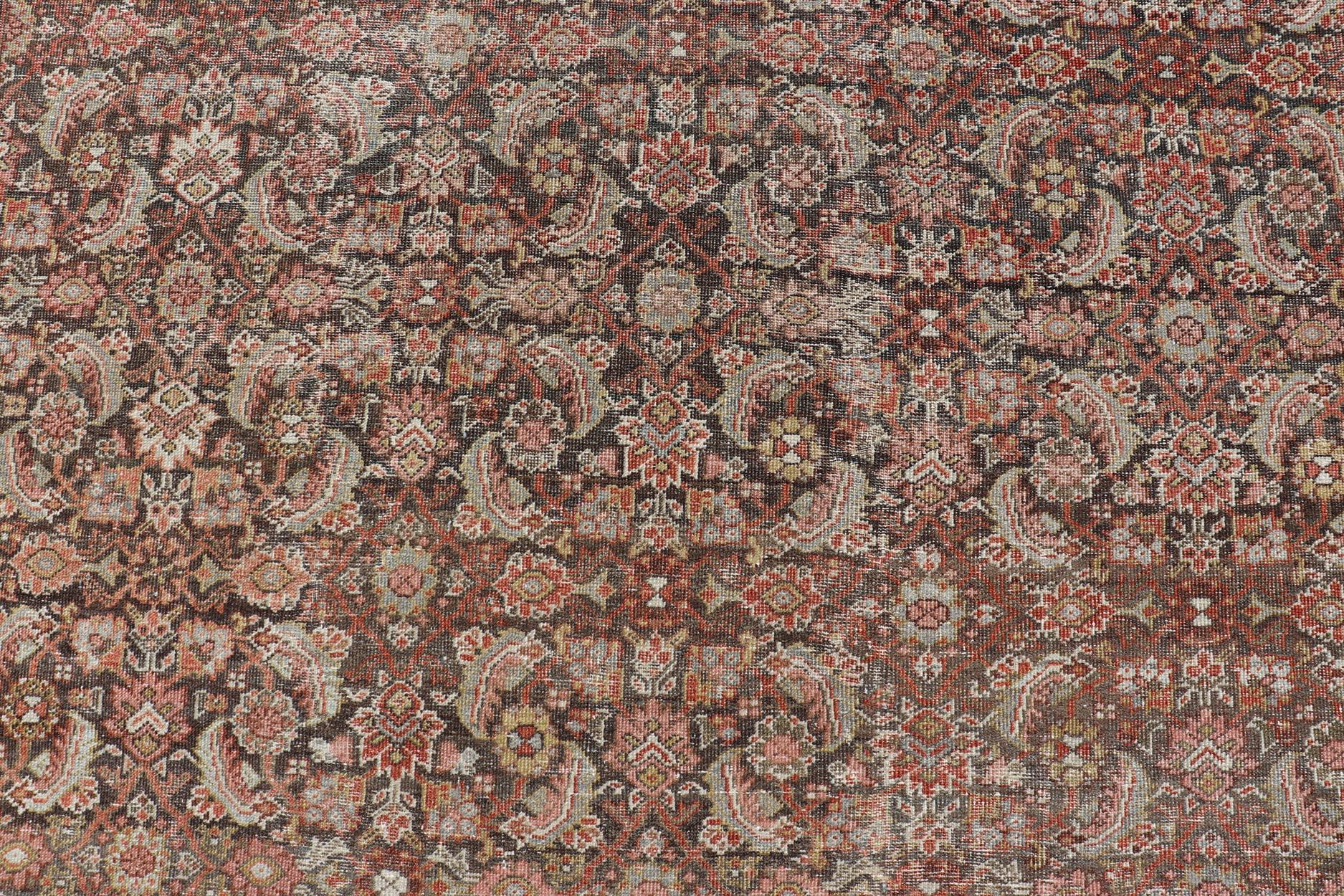 Persiano Antico tappeto persiano Sultanabad Rugs di grandi dimensioni con toni caldi e terrosi 11'7 x 26'7 in vendita