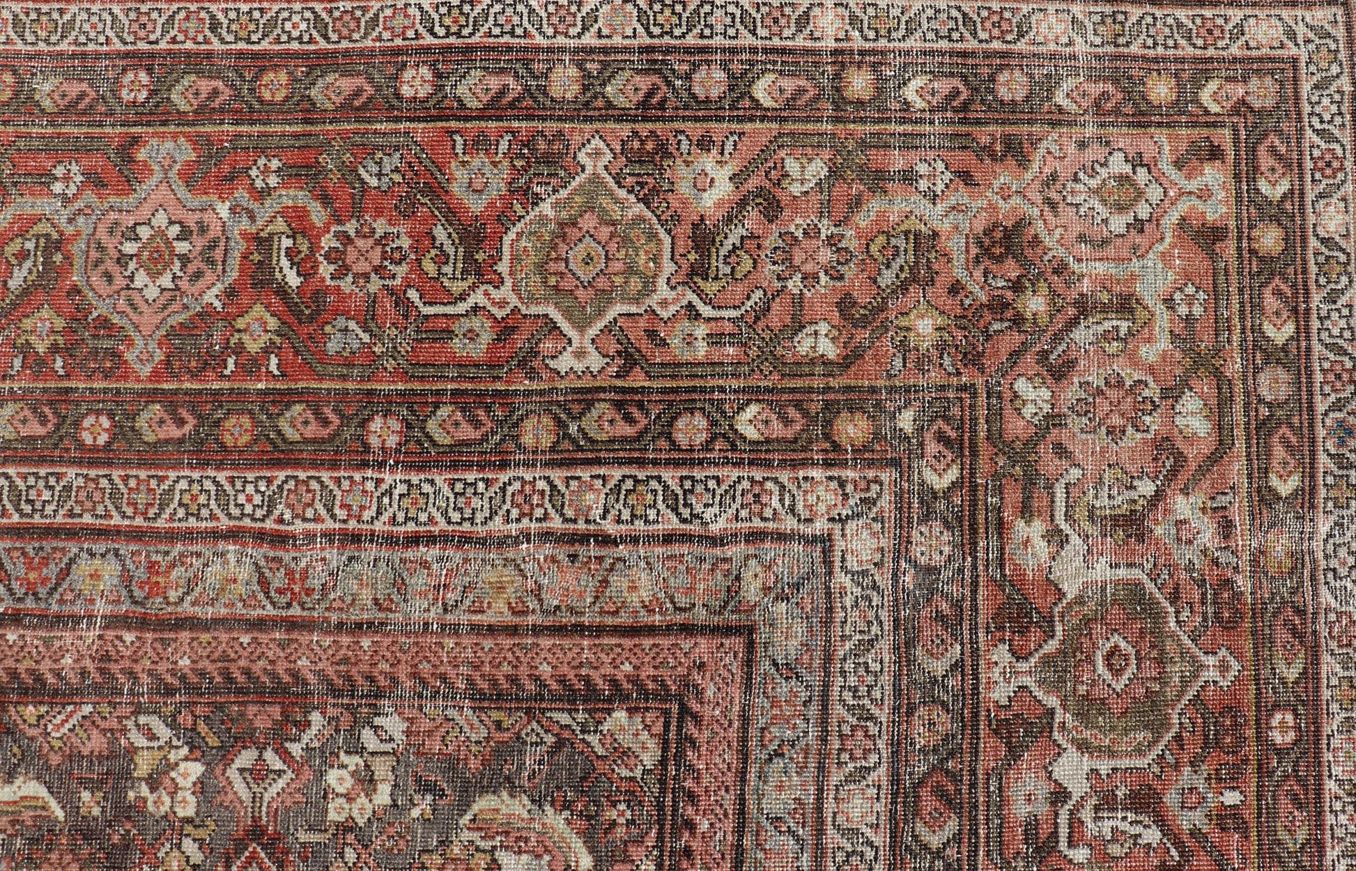 Antico tappeto persiano Sultanabad Rugs di grandi dimensioni con toni caldi e terrosi 11'7 x 26'7 In condizioni buone in vendita a Atlanta, GA