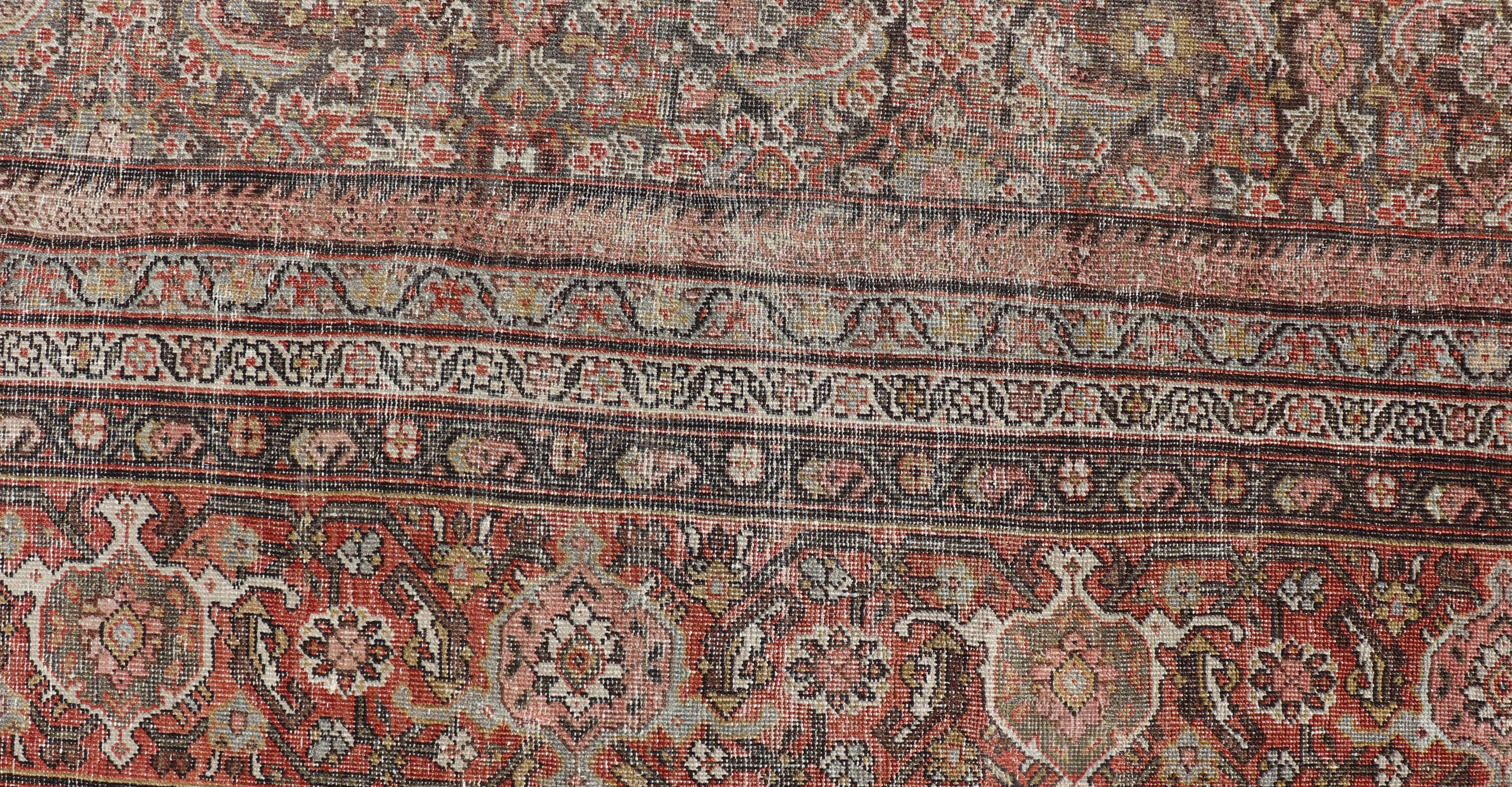 Lana Antico tappeto persiano Sultanabad Rugs di grandi dimensioni con toni caldi e terrosi 11'7 x 26'7 in vendita