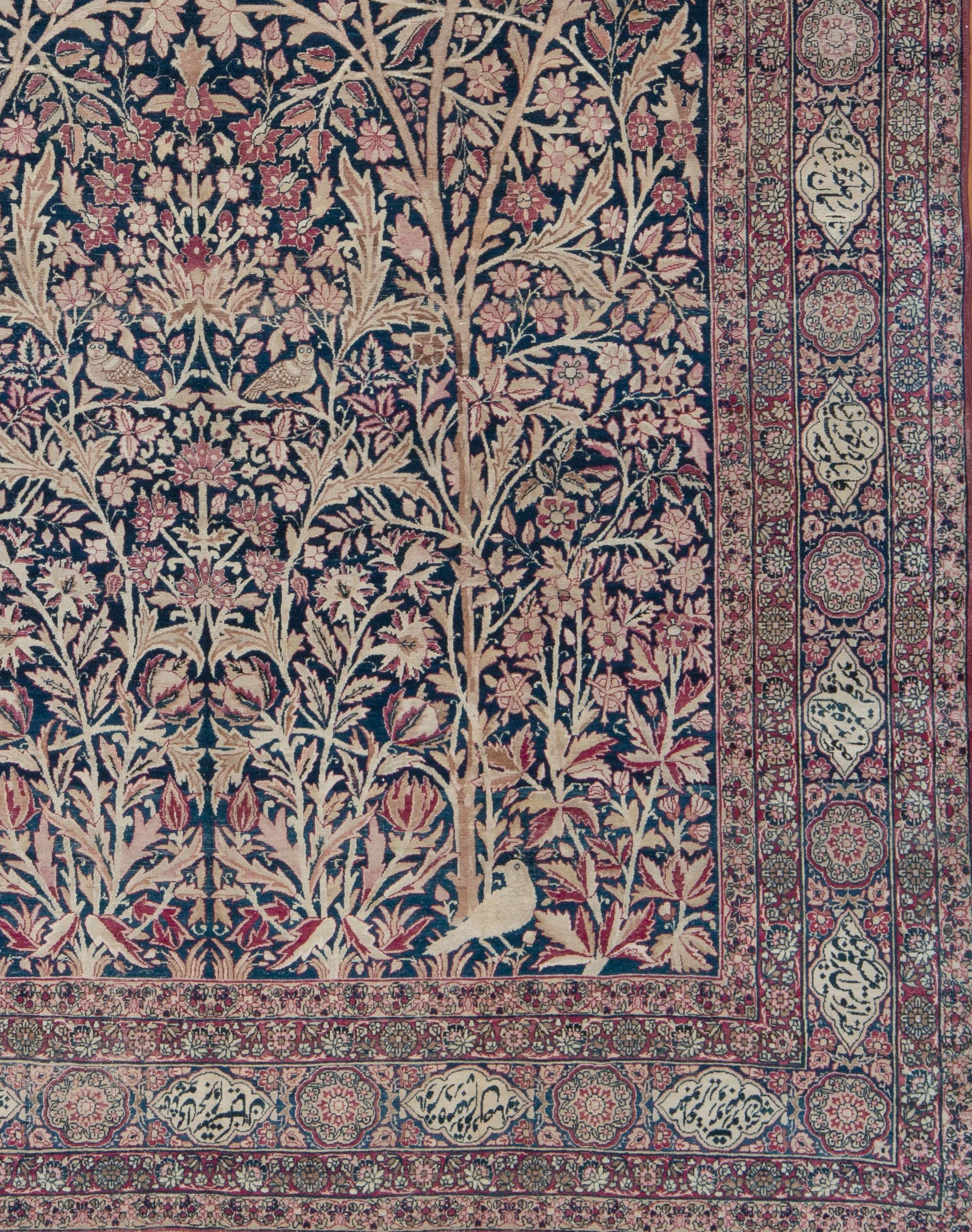 Antiker persischer Lavar-botanischer Teppich, spätes 19. Jahrhundert  im Angebot 1