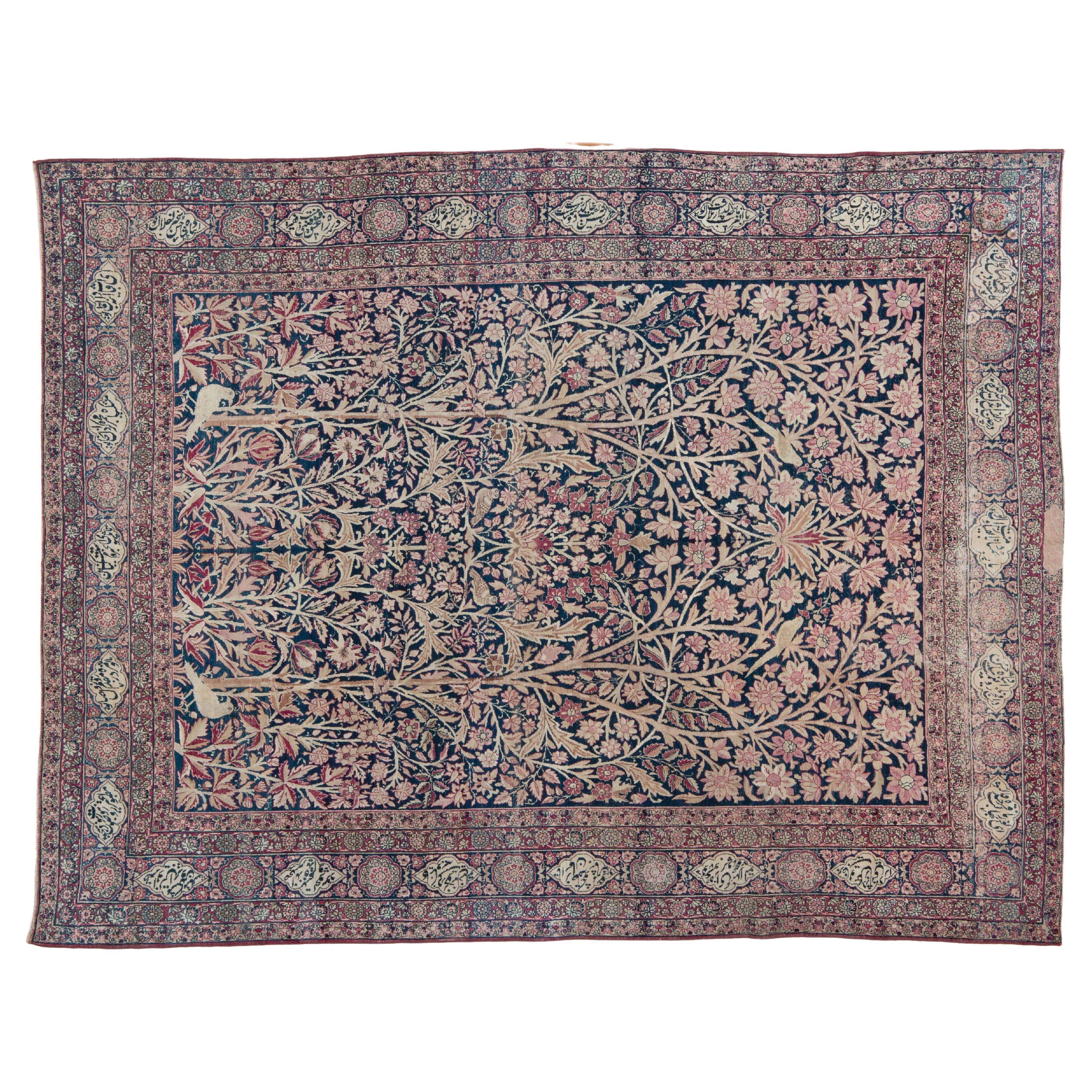 Antique Persian Lavar Botanical Rug, late 19th Century  For Sale