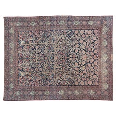 Antique Persian Lavar Botanical Rug, late 19th Century 