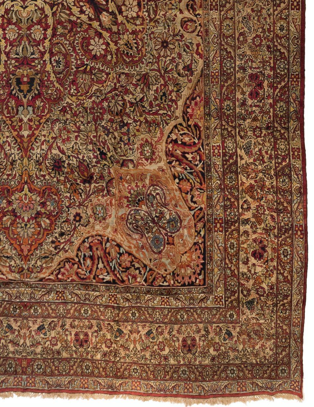 Antique Persian Gold Floral Kirman Lavar Rug, circa 1880s-1900s In Good Condition For Sale In New York, NY
