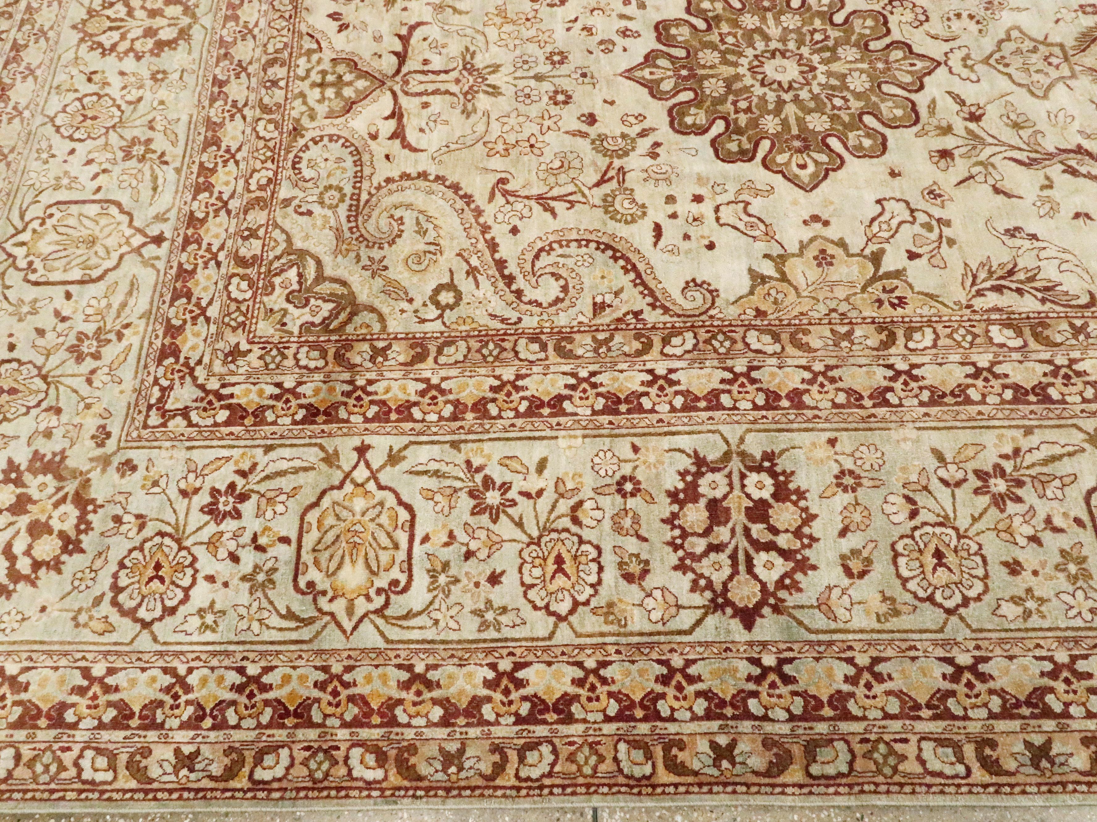 Antique Persian Lavar Kerman Carpet For Sale 4